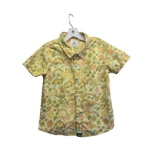 Seaesta Surf Kids Yellow Tropical Rainbow Palm Tree Button Down Shirt Size 8/9